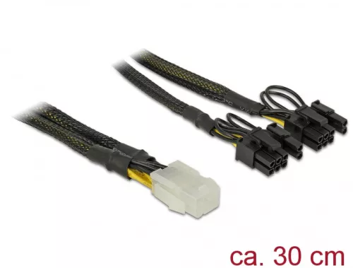 Delock PCI Express tápkábel 6 tűs hüvely > 2 x 8 tűs dugó 30 cm (DL-85455)