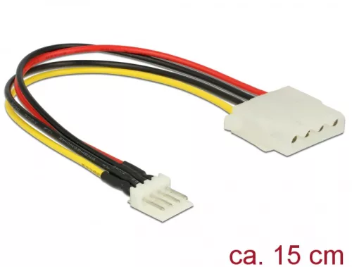 Delock Tápkábel, 4 tűs Floppy-csatlakozódugó > 4 tűs Molex-csatlakozóhüvely, 15 cm (DL-85456)