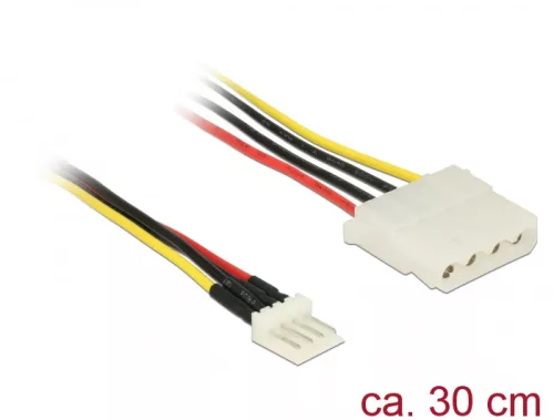 Delock Tápkábel, 4 tűs Floppy-csatlakozódugó > 4 tűs Molex-csatlakozóhüvely, 30 cm (DL-85457)