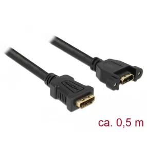   Delock Kábel, HDMI-A hüvely > HDMI-A hüvely, panelrögzítés, 4K 30 Hz 0,5 m (DL-85465)