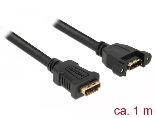 Delock Kábel, HDMI-A hüvely > HDMI-A hüvely, panelrögzítés, 4K 30 Hz 1 m (DL-85466)