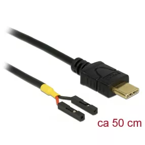   Delock Kábel USB Type-C  apa > 2 x tüskesori csatlakozó, anya, különálló teljesítmény, 50 cm (DL-85473)