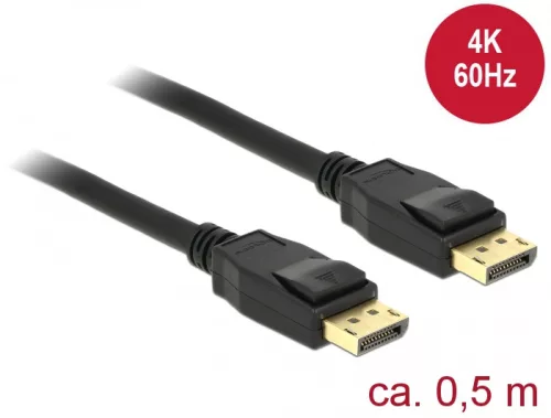 Delock Kábel Displayport 1.2 dugó > Displayport dugó 4K 60 Hz 0,5 m (DL-85506)