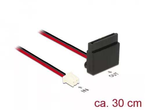 Delock Tápkábel, 2 tűs csatlakozóhüvely > 1 x 15 tűs SATA-aljzat (5 V), fém, 30 cm (DL-85512)