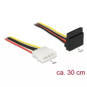   Delock 15 tűs SATA tápkábel anya > 4 tűs fém Molex apa 30 cm (DL-85513)