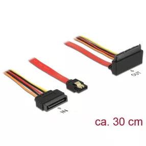   Delock SATA-kábel, 6 Gb/s, 7 tűs csatlakozóhüvely + 15 tűs SATA-csatlakozódugó > 22 tűs SATA-csatlak (DL-85515)