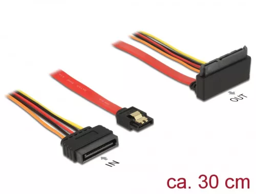 Delock SATA-kábel, 6 Gb/s, 7 tűs csatlakozóhüvely + 15 tűs SATA-csatlakozódugó > 22 tűs SATA-csatlak (DL-85515)