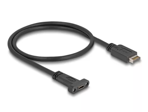 Delock USB 10 Gbps kábel E-típusú A kulcs USB 20 tűs apa - USB Type-C  panel-rögzítős anya 50 cm (DL-85526)