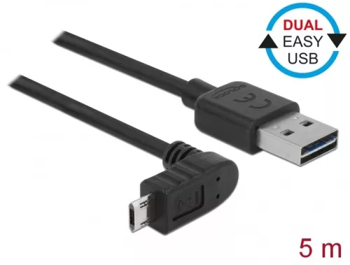 Delock Kábel, EASY-USB 2.0-s A-típusú csatlakozódugó > EASY-USB 2.0-s Micro-B típusú csatlakozódugó, (DL-85561)