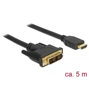  Delock Kábel DVI 18+1 csatlakozódugóval > HDMI-A csatlakozódugóval, 5 m, fekete (DL-85586)