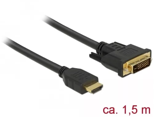 Delock HDMI - DVI 24+1 kétirányú kábel 1,5 m (DL-85653)