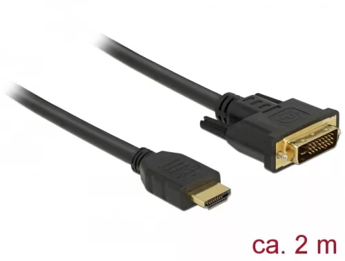 Delock HDMI - DVI 24+1 kétirányú kábel 2 m (DL-85654)