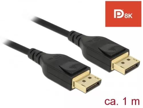 Delock DisplayPort kábel 8K 60 Hz 1 m DP 8K tanúsítvánnyal (DL-85658)