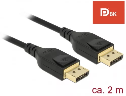 Delock DisplayPort kábel 8K 60 Hz 2 m DP 8K tanúsítvánnyal (DL-85660)