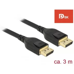   Delock DisplayPort kábel 8K 60 Hz 3 m DP 8K tanúsítvánnyal (DL-85661)