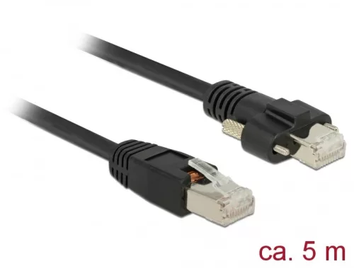 Delock 5 m-es RJ45 dugó > RJ45 dugó csavarokkal csatlakozós Cat.6 SSTP kábel (DL-85670)