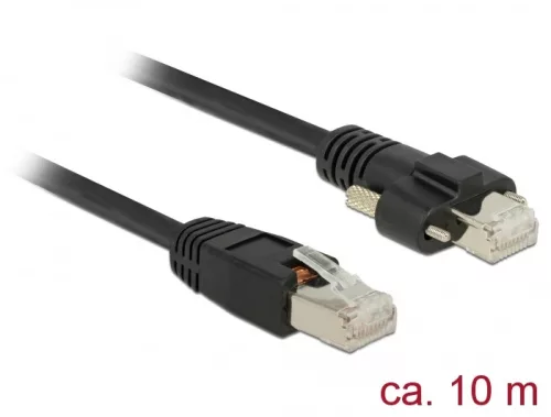 Delock 10 m-es RJ45 dugó > RJ45 dugó csavarokkal csatlakozós Cat.6 SSTP kábel (DL-85672)