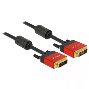   Delock Kábel DVI 24+1 csatlakozódugóval > DVI 24+1 csatlakozódugóval, 5 m, piros, fém (DL-85676)