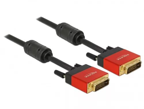 Delock Kábel DVI 24+1 csatlakozódugóval > DVI 24+1 csatlakozódugóval, 5 m, piros, fém (DL-85676)