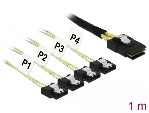 Delock Kábel Mini SAS SFF-8087 > 4 x 7 tűs SATA 1 m fém