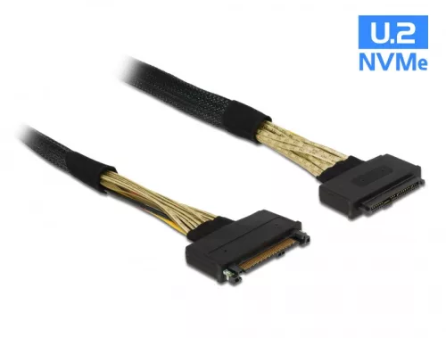 Delock U.2 SFF-8639-s bővítőkábel csatlakozódugóval > U.2 SFF-8639-s, csatlakozóhüvellyel, 0,5 m (DL-85738)