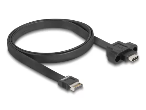 Delock USB 10 Gbps szalagkábelhez E-típusú A kulcsos 20 tűs apa csatlakozó - USB Type-C  anya rögzíthető csatlakozó, kábelhossz 75 cm (DL-85760)
