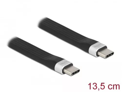 Delock USB 3.2 Gen 2 FPC lapos csík kábel USB Type-C  - USB Type-C  13,5 cm PD 3 A E-Marker (DL-85770)