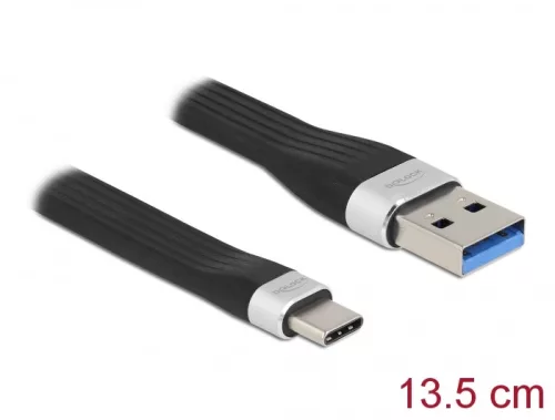 Delock USB 3.2 Gen 1 FPC lapos csík kábel USB A-típusú - USB Type-C  13,5 cm PD 3 A (DL-85771)