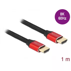   Delock Ultra nagy sebességű HDMI kábel 48 Gbps 8K 60 Hz piros 1 m tanúsítvánnyal (DL-85773)