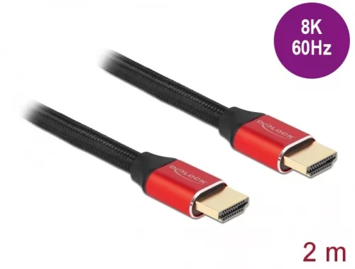 Delock Ultra nagy sebességű HDMI kábel 48 Gbps 8K 60 Hz piros 2 m tanúsítvánnyal (DL-85774)