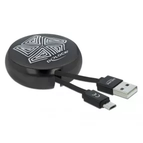   Delock USB 2.0 behúzható kábel A-típusú   Micro-B fekete (DL-85818)