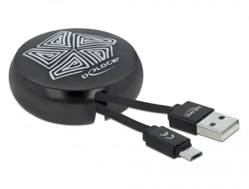 Delock USB 2.0 behúzható kábel A-típusú   Micro-B fekete (DL-85818)