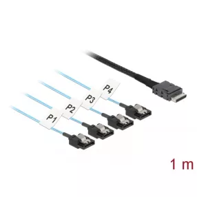   Delock Kábel OCuLink SFF-8611 > 4 x 7 tűs SATA 1 m fém (DL-85829)