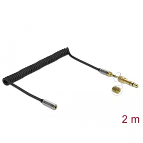   Delock Összecsavart kábelbővítmény 3,5 mm 3 tűs Sztereo Jack apa   Sztereo Jack anya 6,35 mm csavar (DL-85832)