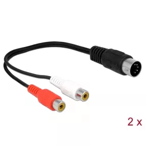   Delock DIN kábel dióda 5 tűs csatlakozó - 2 x RCA anya csatlakozó 20 cm (DL-85835)
