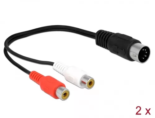 Delock DIN kábel dióda 5 tűs csatlakozó - 2 x RCA anya csatlakozó 20 cm (DL-85835)