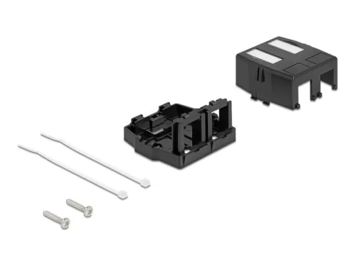 Delock Keystone Felületre Épített Doboz 2 Port mágneses gombbal, fekete színű (DL-85842)