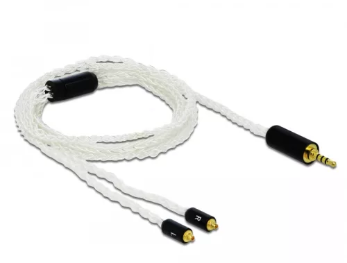 Delock Audio kábel 2,5 mm 4 tűs sztereo jack apa - 2 x MMCX apa 1,20 m (DL-85848)