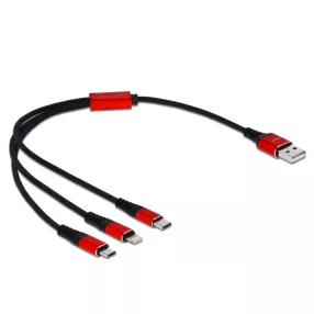   Delock 30 cm hosszú, USB töltő kábel 3 az 1-ben Lightning -, Micro USB- és USB Type-C  csatlakozásho (DL-85891)