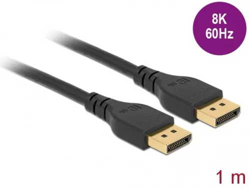 Delock DisplayPort kábel 8K 60 Hz 1 m DP 8K tanúsítvánnyal retesz nélküli (DL-85909)