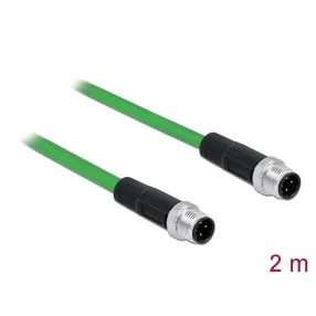   Delock Hálózati kábel M12 4 tűs D-kódú apa - apa TPU 2 m hosszú (DL-85918)