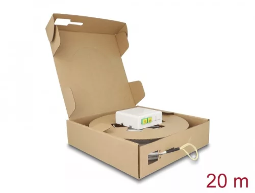 Delock Optikai szál csatlakozó doboz 2 x SC/APC Simplex 20 m drop kábelszettel (DL-85932)