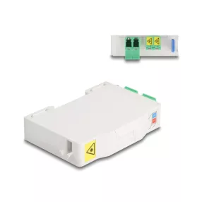   Delock Optikai szál csatlakoztató doboz DIN sínhez csatlakozó tartállyal és 2 xLC Duplex coupler-rel (DL-85936)