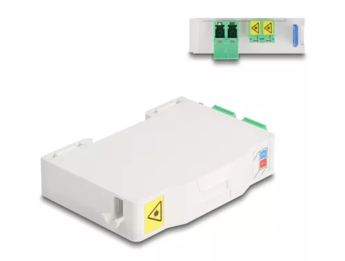 Delock Optikai szál csatlakoztató doboz DIN sínhez csatlakozó tartállyal és 2 xLC Duplex coupler-rel (DL-85936)