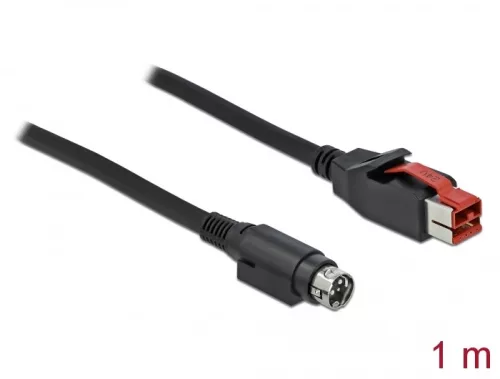Delock PoweredUSB kábel apa 24 V > Mini-DIN 3 tűs apa 1 m, POS nyomtatókhoz és csatlakozókhoz (DL-85945)