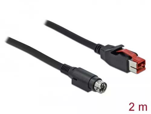 Delock PoweredUSB kábel apa 24 V > Mini-DIN 3 tűs apa 2 m, POS nyomtatókhoz és csatlakozókhoz (DL-85946)