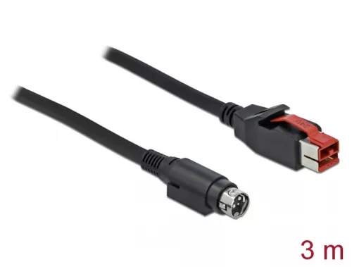 Delock PoweredUSB kábel apa 24 V > Mini-DIN 3 tűs apa 3 m, POS nyomtatókhoz és csatlakozókhoz (DL-85947)