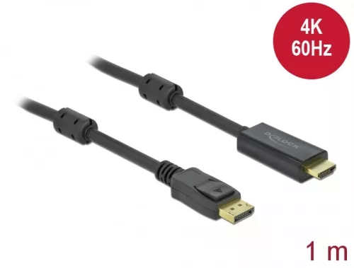 Delock Aktív DisplayPort 1.2 - HDMI kábel 4K 60 Hz 1 méter hosszú (DL-85955)