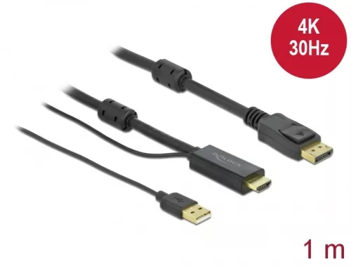 Delock HDMI    DisplayPort-kábel 4K 30 Hz 1 m (DL-85963)