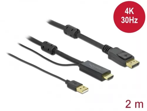 Delock HDMI - DisplayPort-kábel 4K 30 Hz 2 m (DL-85964)